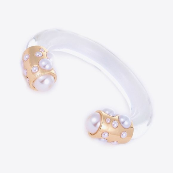 Inlaid Pearl Open Bracelet For Women - Picture 2 of 3